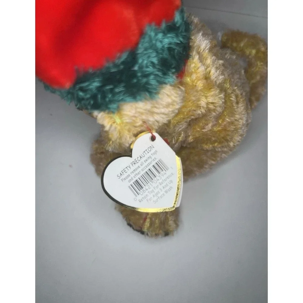 Ty Beanie Baby Jinglepup Christmas Dog Santa Hat Plush 2000 Golden Lab 4394